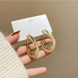 DAIIIBABYYY  -  Korean Gold Color Metal Mesh Crystal Hoop Earrings Women Fashion Jewelry Luxury Geometric Grid Big Circle Earings Femme