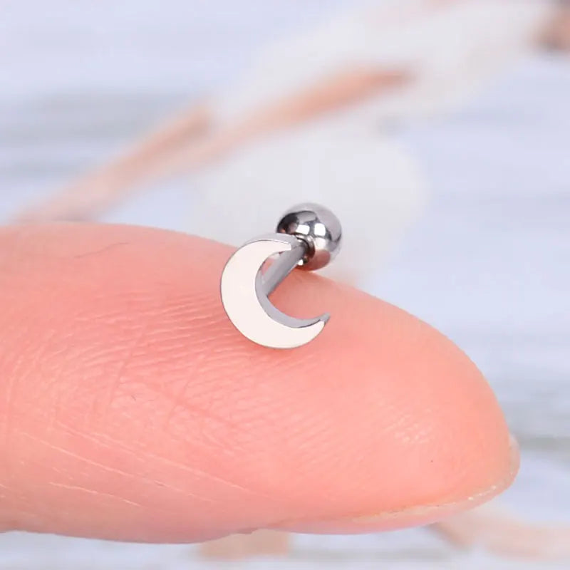 DAIIIBABYYY  -  1Pc Stainless Steel Star Moon Mini Earrings for Women Jewelry  Fashion Heart Butterfly Piercing Stud Earrings for Mother Day