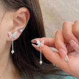 DAIIIBABYYY  -  7PCS SET Pink Flower Butterfly Star Pearl Stud Earring For Women Cute Exquisite Mini Earrings Jewelry Gift Wholesale Direct Sale