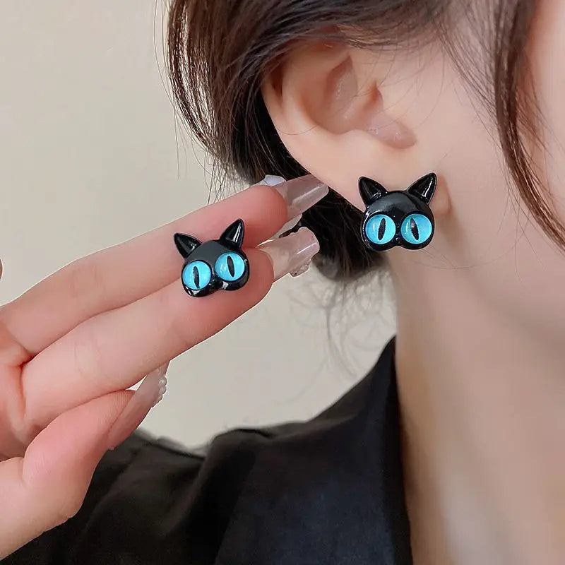DAIIIBABYYY  -  Cute Green Blue Evil Monster Eyes Stud Earrings Women Kids Halloween Animal Rabbit Big Eyes Goth Cross Earring Jewelry