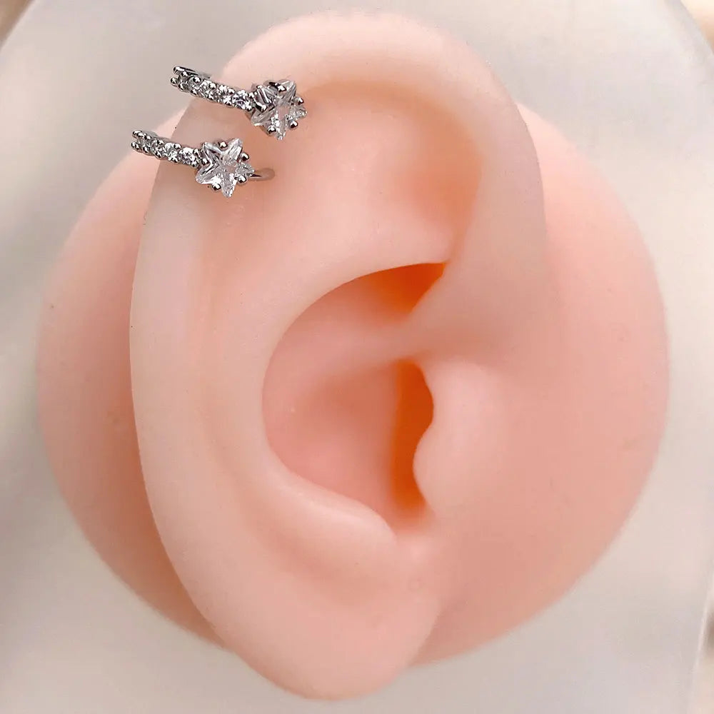DAIIIBABYYY  -  1Pcs Fashion Star Heart CZ Nose/Lip/Ear Hoops Septum Hoop Nose Ring Crystal Piercing Ear Tragus Cartilage Earrings Body Jewelry