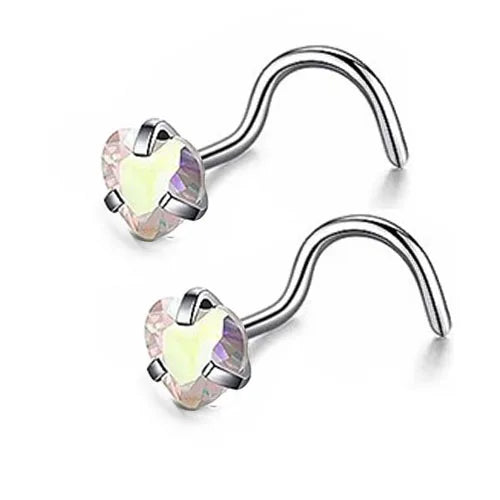 DAIIIBABYYY  -  2PC Fashion Stainless Steel Crystal Nose Septum Piercing Studs 20G Mini Nose Ring Earrings Studs Body Piering Jewelry for Women