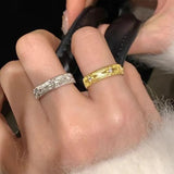 Daiiibabyyy  Retro Crystal Eight-Pointed Star Open Ring for Women Luxury Exquisite Elegant Adjustable Rings Daily Versatile Jewelry New 2025