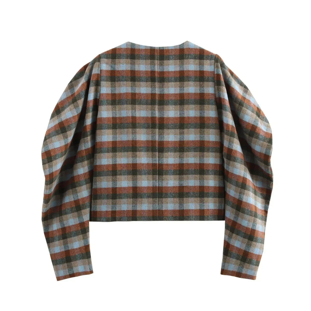 DAIIIBABYYY  -  Woman Autumn Fashion Vintage Woolen Jacket Plaid O-Neck Long Sleeves Buttons Double Breasted Female Chic Streetwear Style Coats