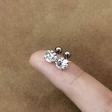 DAIIIBABYYY  -  1pc 3/4/5/6/7/8mm 3 Colors Punk Stainless Titanium Steel  Zircon Crystal Stud Earrings For Men Women Tragus Helix Body Piercing