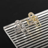 DAIIIBABYYY  -  European And American Style Ring Earrings Exaggerated Micro-Inlaid Zircon Ear Clip Open Ring Pin Design Double Layer Jewelry