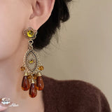 DAIIIBABYYY  -  Flower tassel earrings ethnic style retro earrings