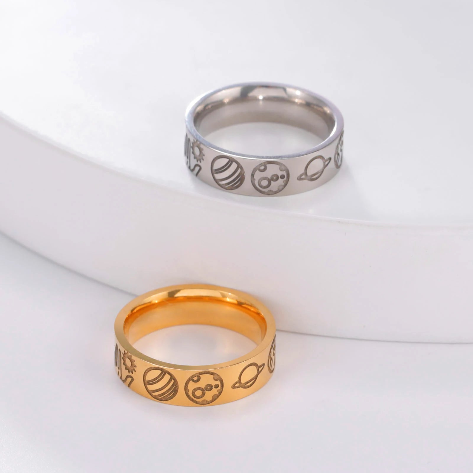 DAIIIBABYYY  -  Stainless Steel Solar System Ring Women Men Planets Sun and Moon Celestial Band Rings Space Lover Jewelry Valentine Gift