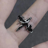 DAIIIBABYYY  -  Irregular Black Cross Star Animal Spider Aesthetic Rings For Women Y2K EMO Gothic Ring Grunge Halloween Rave Jewelry Accessories