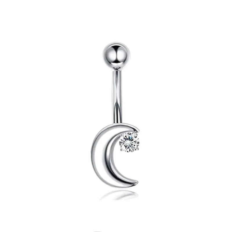 DAIIIBABYYY  -  Fashion Crystal Stainless Steel Flower Butterfly Belly Piercing for Women Silver Color Belly Button Rings Body Jewelry