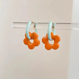 DAIIIBABYYY  -  Colorful Enamel Flower Stainless Steel Ear Buckle Dopamine Sweet Earrings Girls Birthday Party Friendship Jewelry Gifts