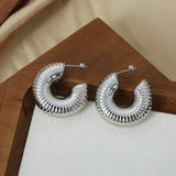 Daiiibabyyy  New Design Round Metal Hoop Earrings Simple Stylish Thick Brass Hollow Circle Earring Ear Buckle Minimalist Trend Daily Earrings