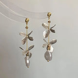 DAIIIBABYYY  -  New Arrival French Retro Niche Design Flower Pearl Dangle Earrings For Women Fashion Elegant Geometry Jewelry Party Gifts