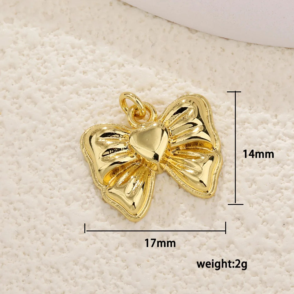 DAIIIBABYYY  -  1 piece Brass Material Cute Zircon Knot Bow Charms For Women DIY Pendant Earrings Bracelet Necklace Jewelry Wholesale