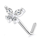 DAIIIBABYYY  -  1PC Stainless Steel Small Nose Rings Crystal Zircon Butterfly Flower Heart Nose Studs 20G Body Piercing Jewelry For Women Men