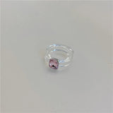 DAIIIBABYYY  -  New Colorful Transparent Acrylic Rhinestone Resin Ring Geometry Simple Rings for Women Girls Jewelry Party Gifts