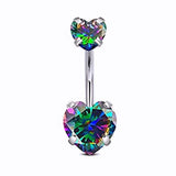 DAIIIBABYYY  -  Fashion Zircon Heart Belly Button Piercing for Women Stainless Steel Long Flower Pendant Navel Rings Piercing Ombligo Jewelry