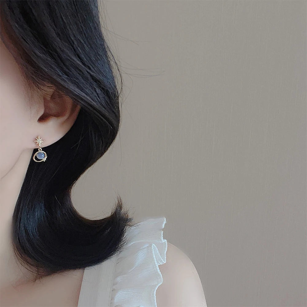 DAIIIBABYYY  -  Fashion Cosmic Star River Earrings Blue Opal Niche Unique Planet Earrings Ear Studs Women Versatile Ear Jewelry
