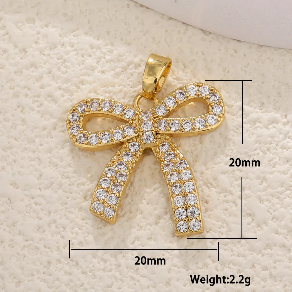 DAIIIBABYYY  -  1 piece Brass Material Cute Zircon Knot Bow Charms For Women DIY Pendant Earrings Bracelet Necklace Jewelry Wholesale