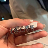 DAIIIBABYYY  -  Stainless Steel Y2K Zircon Metal Earrings Set Crystal Sweet Cool Aesthetic Creative Design Earrings Jewelry Accessorie Gifts