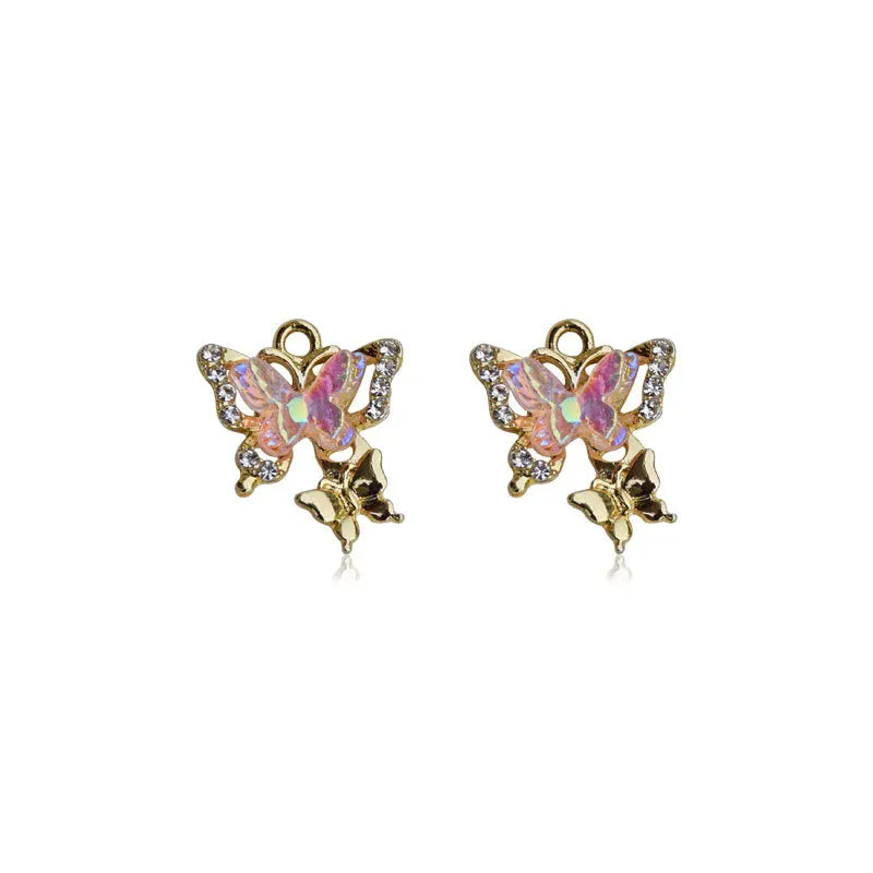 DAIIIBABYYY  -  2/5/10pcs Y2k Accessories Rhinestone Butterfly Heart Jewelry Pendant DIY Handmade Earrings Bracelet Necklace Pendant Material