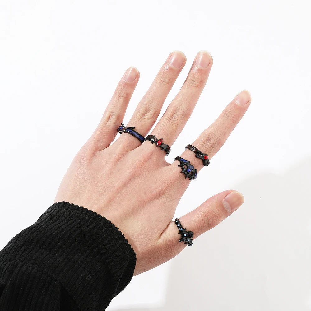 DAIIIBABYYY  -  Gothic Style Metal Set Rings Fashion Jewelry Open Ring for Men Jewelry Trendy Finger Ring Women Accessories Friend Gifts