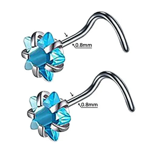 DAIIIBABYYY  -  2PC Fashion Stainless Steel Crystal Nose Septum Piercing Studs 20G Mini Nose Ring Earrings Studs Body Piering Jewelry for Women