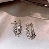 DAIIIBABYYY  -  New Arrival Korean Light Luxury Elegant Tassel Metal Geometric Hoop Earrings For Women Fashion Simple Jewelry Party Gifts