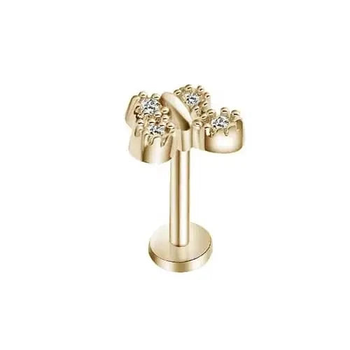 DAIIIBABYYY  -  1Piece Flower Moon Snake CZ Nose Hoop Butterfly Leaf Daith Conch Helix Stud Earrings Internal Thread Piercing Surgical Steel 16G