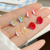 DAIIIBABYYY  -  Y2K Colorful Shiny Heart Stone Butterfly Shape Stud Earring Set Women Korean Fashion A Week Earrings Jewelry Party Gift