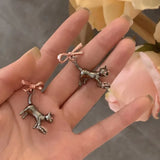 DAIIIBABYYY  -  1 PairPink Bowknot Cat Earrings Cute Girl Decoration Gift for Women Korean Style Earrings for Women jewelry