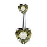 DAIIIBABYYY  -  Fashion Zircon Heart Belly Button Piercing for Women Stainless Steel Long Flower Pendant Navel Rings Piercing Ombligo Jewelry