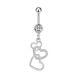 DAIIIBABYYY  -  Fashion Crystal Stainless Steel Flower Butterfly Belly Piercing for Women Silver Color Belly Button Rings Body Jewelry