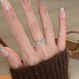 DAIIIBABYYY  -  Lace Flower Zircon Rings For Women Girls Simple Trendy Gentle Exquisite Creative Elegant Sweet Anniversary Jewelry Gifts
