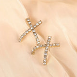 DAIIIBABYYY  -  French Simple X Shape Metal Set Cubic Zirconia Earrings Women's Personalised Hip Hop Style Jewellery Holiday Party Accessories