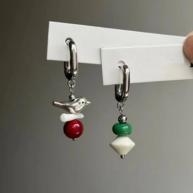 DAIIIBABYYY  -  Fashion Asymmetrical Metal Enamel Glaze Dog Drop Earrings For Women European American Style Earring Party Jewelry Gifts