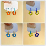 DAIIIBABYYY  -  Kpop Trendy Cute Colorful Flowers Enamel Hoop Earrings For Women Girls Vintage Y2K Jewelry Aesthetic EMO Accessories Gifts