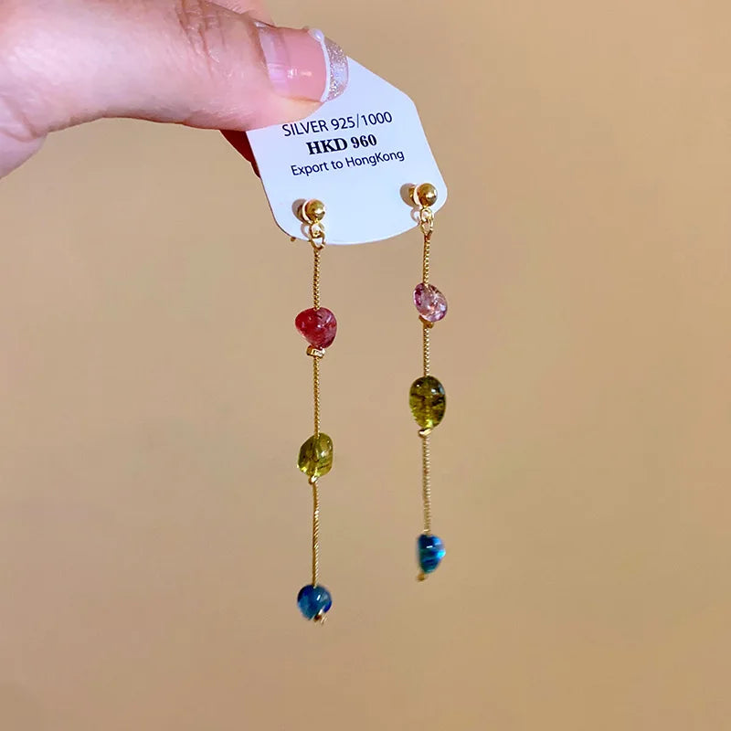DAIIIBABYYY  -  Geometric long earrings niche simple design tassel earrings