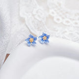Daiiibabyyy  New Blue Flower Dangle Earrings for Women Exquisite Sweet Romantic Floral Ear Studs Versatile Fine Jewelry Gifts Wholesale 2025