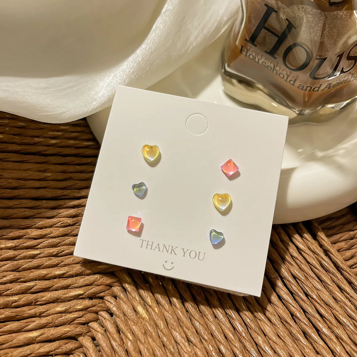 DAIIIBABYYY  -  Geometric Stud Earrings Set Women Laser Colorful Heart Round Butterfly Fish Tail Purple Earring Korean Fashion Jewelry