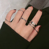 Daiiibabyyy 8Pcs Fashion Jewelry Rings Set Hot Selling Metal Hollow Round Opening Women Finger Ring for Girl Lady Party Wedding Gifts