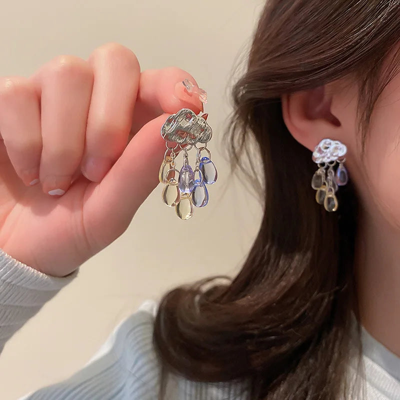 DAIIIBABYYY  -  New Design Clouds Water Drop Acrylic Tassel Drop Earrings For Women Elegant Fashion Travel Party Jewelry Gift
