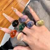 DAIIIBABYYY  -  Trendy Gradient Colorful Transparent Resin Acrylic Big Ring Geometric Oval Finger Rings For Women Fashion Hand Stackable Jewelry