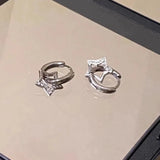 DAIIIBABYYY  -  Crystal Star Drop Earrings for Women Girls Fashion Zircon Silver Color Five Pointed Star Ear Buckle Party Y2K Jewelry Gift