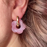 DAIIIBABYYY  -  Pink Acrylic Flower Resin Drop Earrings Simple Round Hollow Copper Girls Jewelry Cute Party Personality Gifts Wholesale
