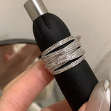 DAIIIBABYYY  -  Sparkling Zircon Multilayer Rings For Women Girls Exquisite New Fashion Simple Classic Elegant Anniversary Jewelry Gifts