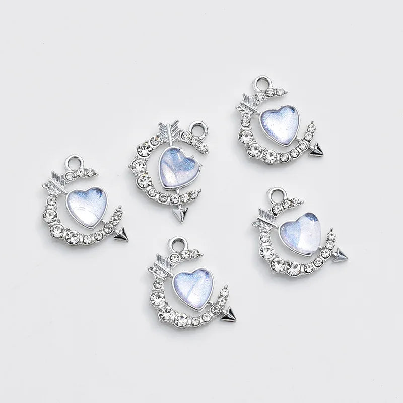 DAIIIBABYYY  -  2/5/10pcs Y2k Accessories Rhinestone Butterfly Heart Jewelry Pendant DIY Handmade Earrings Bracelet Necklace Pendant Material