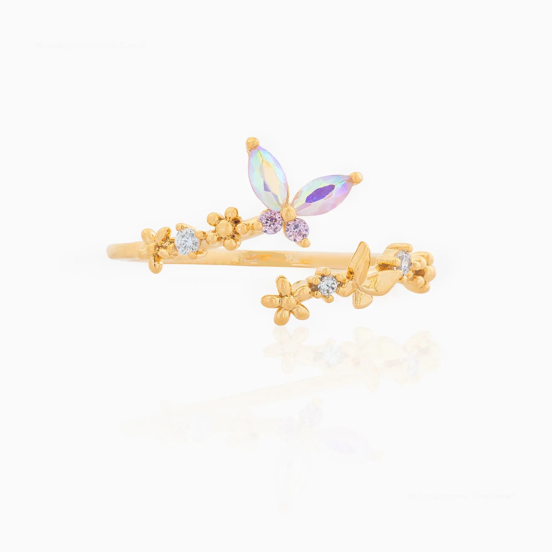 DAIIIBABYYY  -  New Ins Cute Gradient Butterfly Ring For Women Gold-plated Copper Colorful Adjustable Butterfly Rings Fashion Aesthetic Jewelry