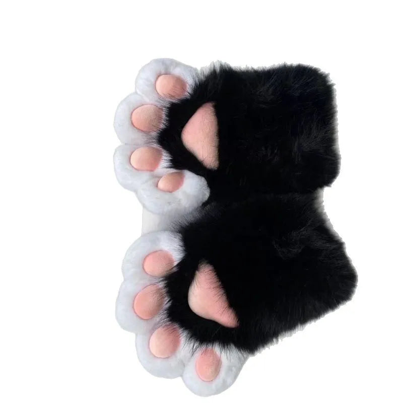 Daiiibabyyy  New Kawaii Animal Paw Gloves, Plush Cosplay Claw Mittens with Movable Nails for Anime Costume Party