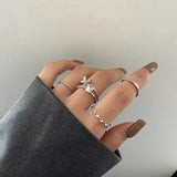 DAIIIBABYYY  -  Korean Butterfly Metal Punk Rings Set for Girls Women Trendy Accessories Buckle Female Index Finger Rings Party Jewelry Gifts